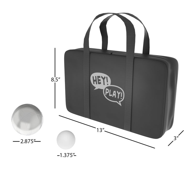 Hey! Play! Petanque/Boules Set for Bocce and More with 8 Steel Tossing Balls  Cochonnet  and Carrying Case- Outdoor Game for Adults and Kids  Silver  2.875 (80-10606) - Image 2